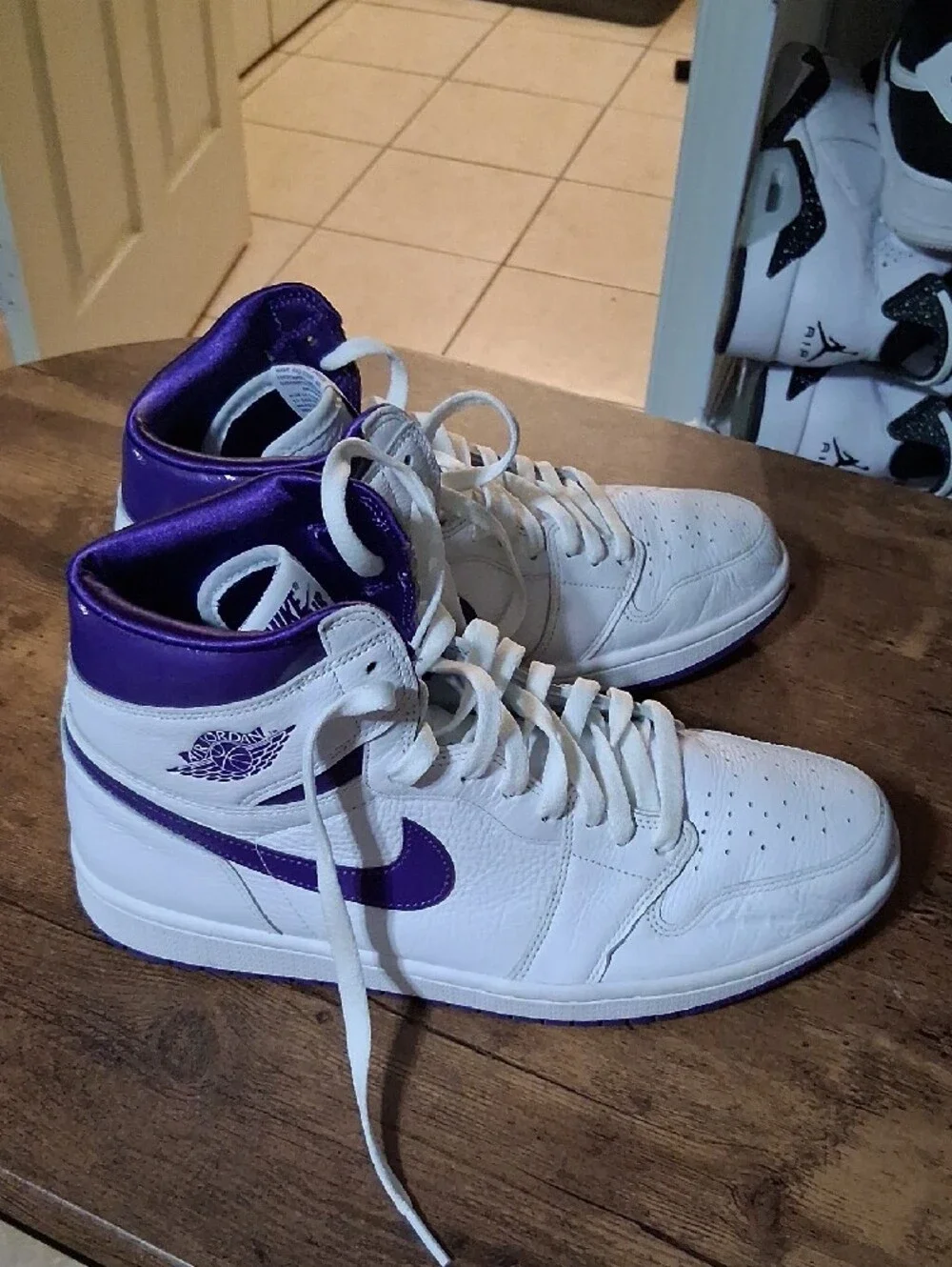 Jordan White & Purple High-Top Sneakers